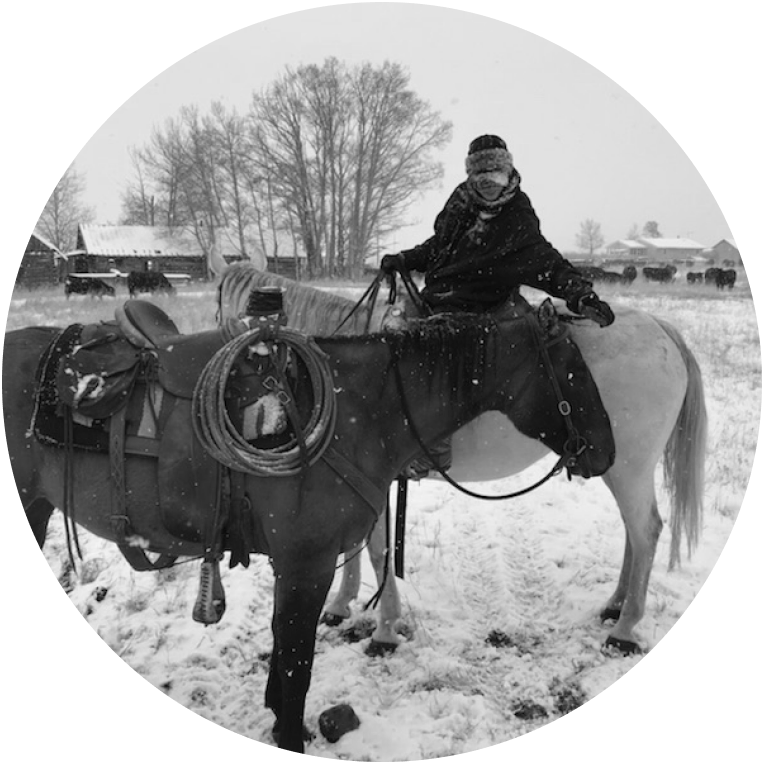 Shelby DeMars on horseback in winter